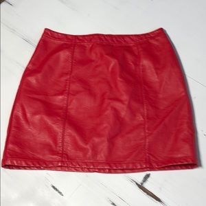 Forever 21 Red Faux Leather Mini Skirt • SMALL